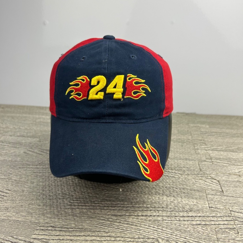 Vintage Y2K Jeff‎ Gordon Hat Cap Strap Back Adjustable Blue Red 24 Nascar Racing